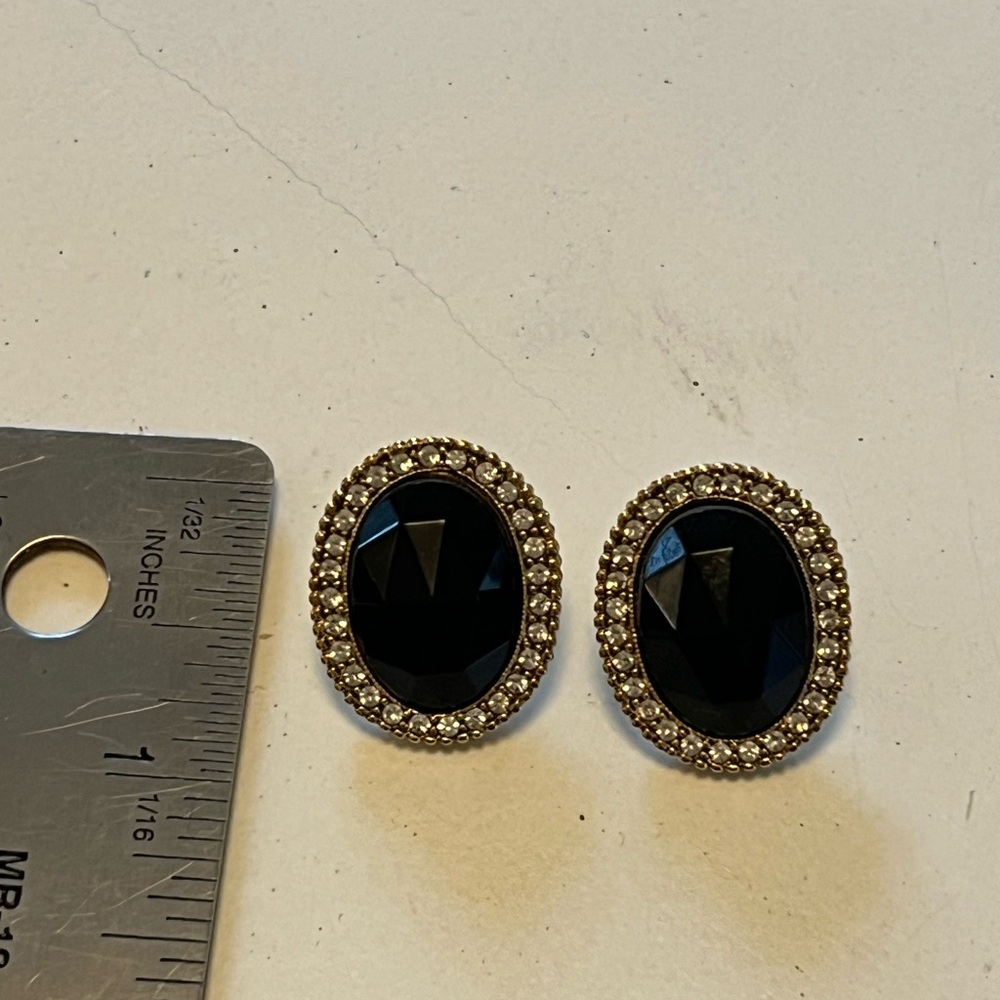 Elegant Black and Silver Stud Earrings